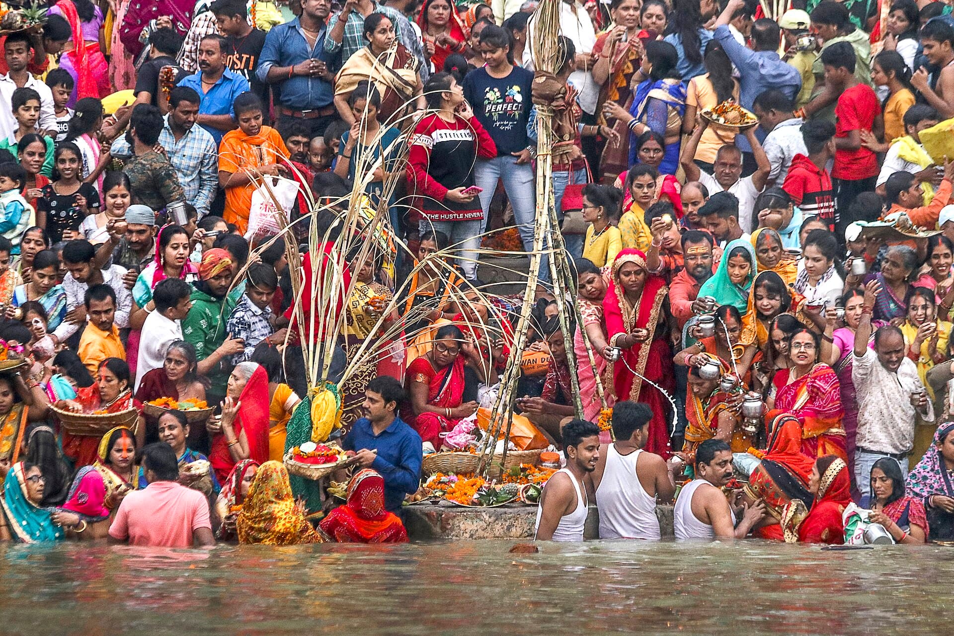 Diyas lit along the ghats of Varanasi on Kartik Poornima